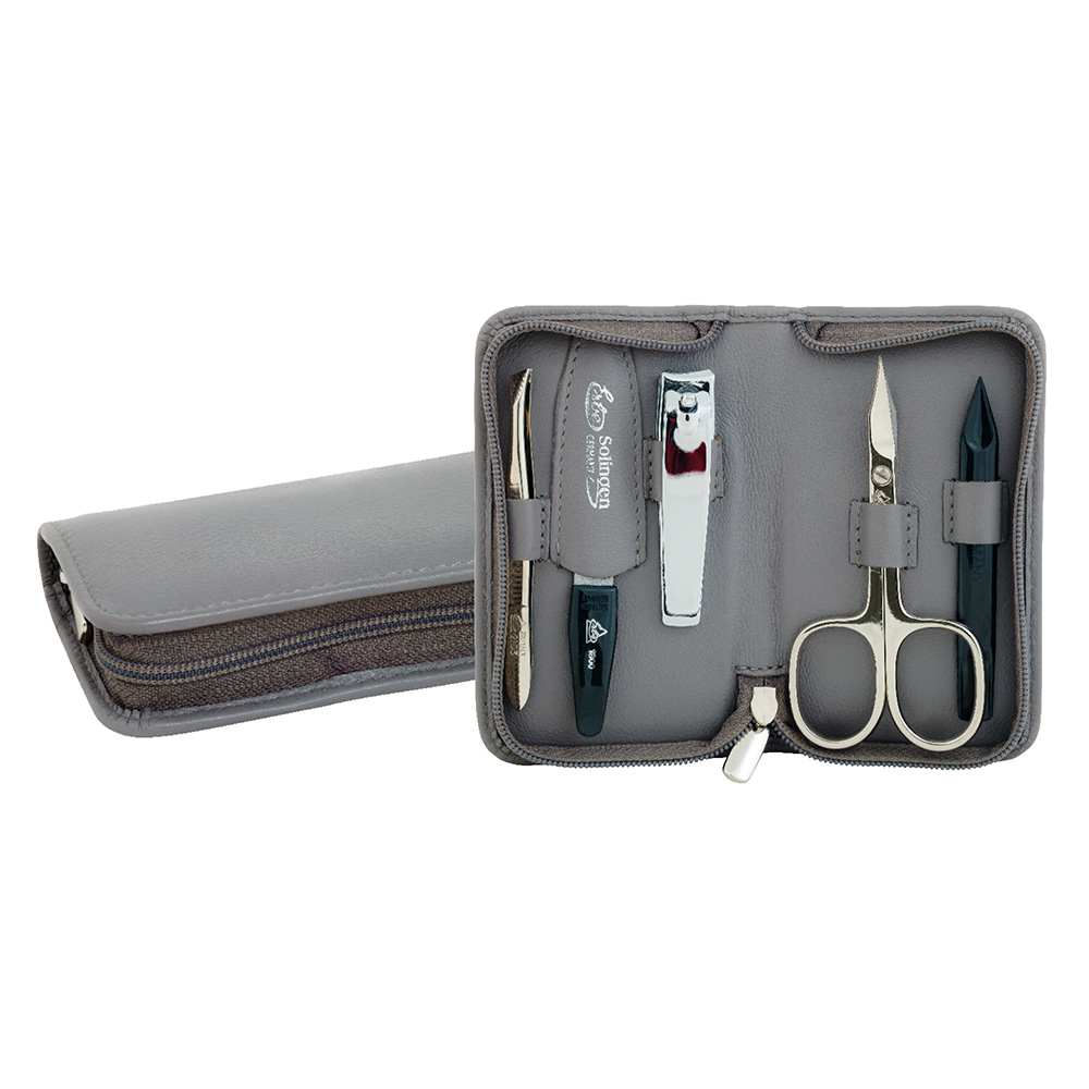 [9016] Croll & Denecke Leather Manicure Kit - Grey
