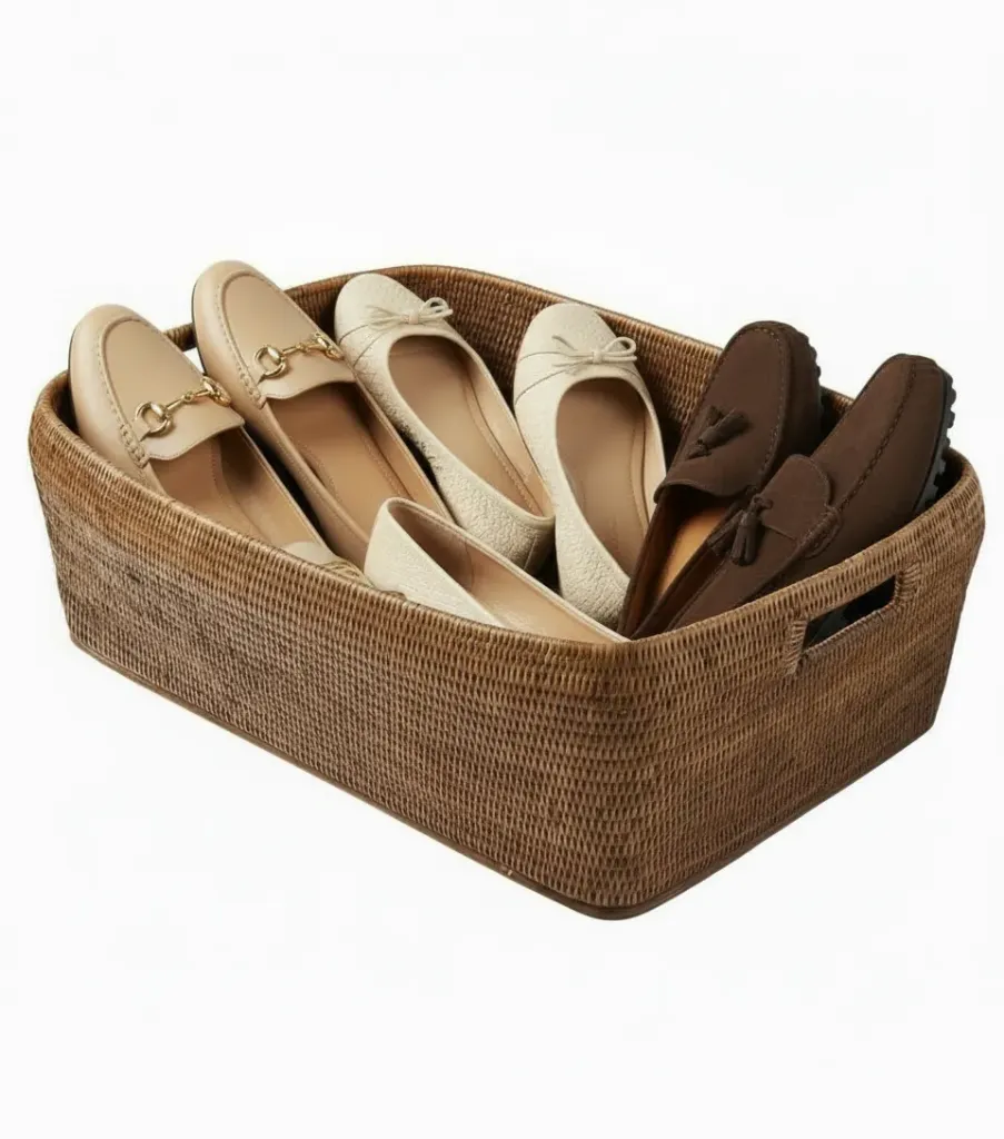 [FR013H] Rattan Shoe Basket (Honey)