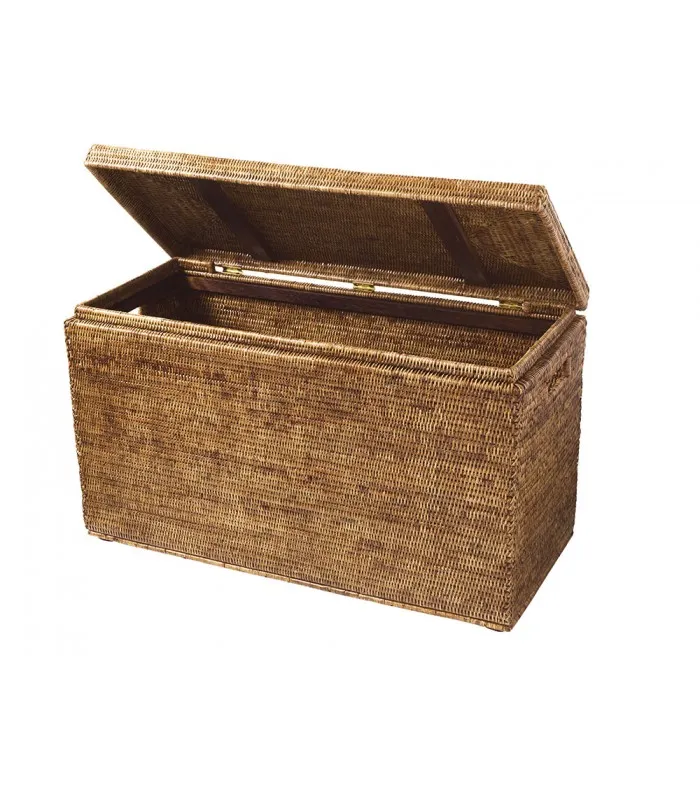 [FR021H] Rattan Chest With Wooden Reinforcement (Honey)