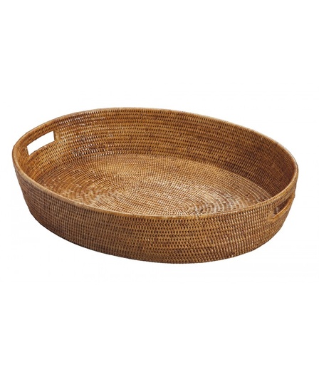 0581 Cancun - large oval tray - honey - 56.5 x 46.5 x 10.5cm LAST PIECES