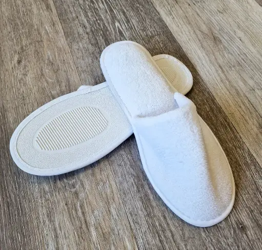[SFLCLXL01] Velour close-toe slippers, white - Mens
