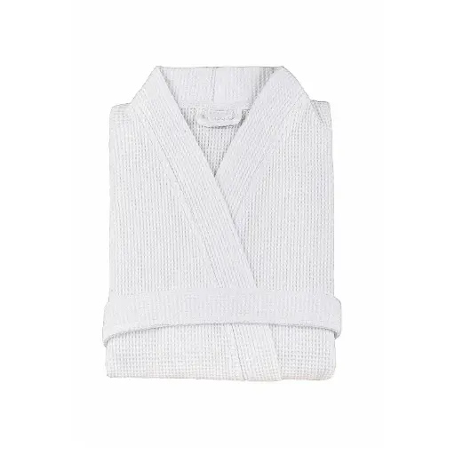[141 45 09 20003] White waffle kimono robes 100% cotton - Large/XL